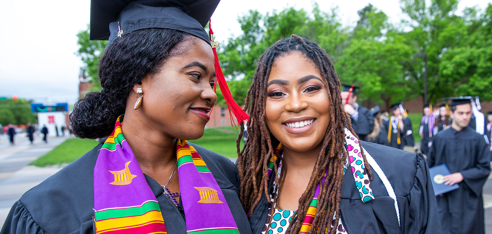 Two students at the Spring 2019 Commencement