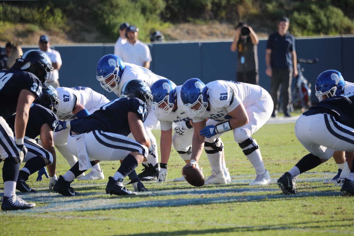 Drake Football team playing at the Unviersity of San Diego